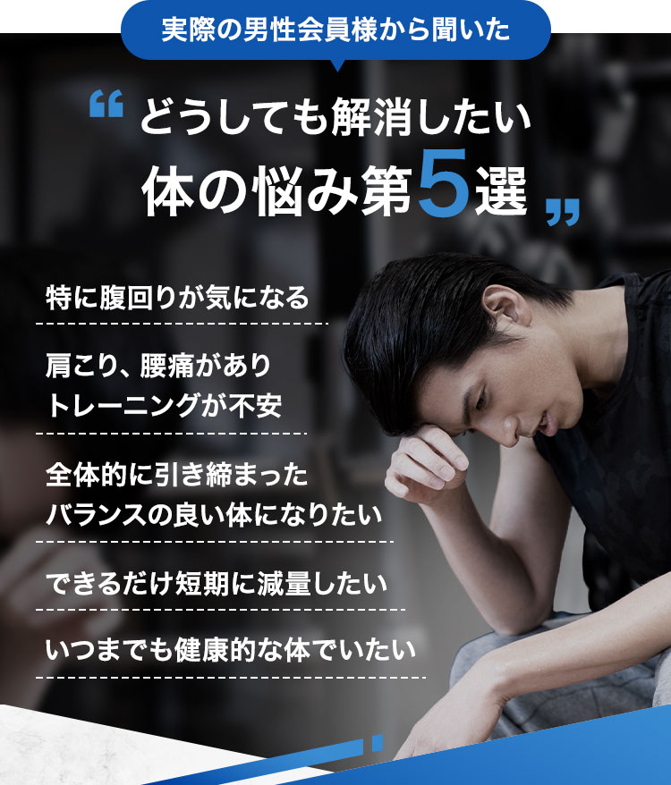 実際の男性会員様から聞いたどうしても解消したい体の悩み第5選