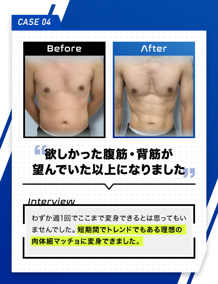CASE04 欲しかった腹筋・背筋が望んでいた以上になりました